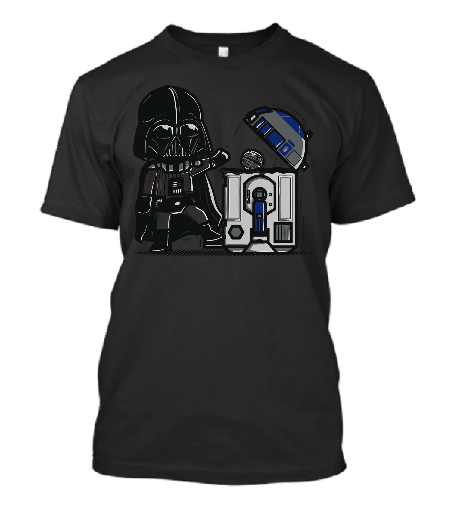 Vader And Droids Robotic Trashcan Duality T-Shirt
