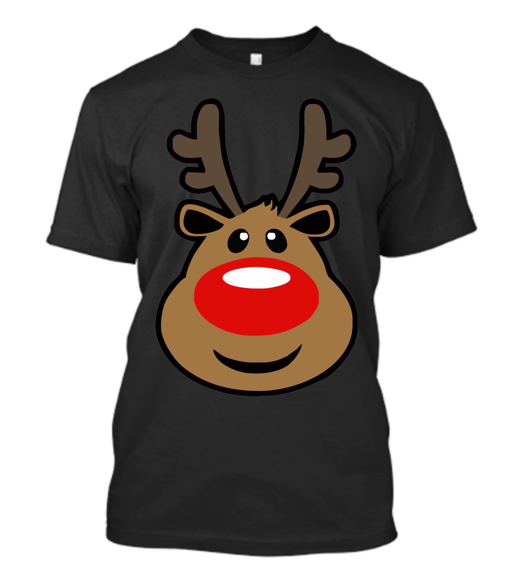 Rudolph Big Red Nose Reindeer Face With Antlers T-Shirt