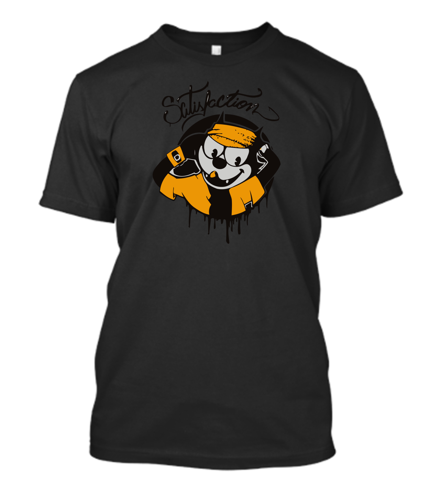 Satisfaction Cartoon Character With Orange Cap And Watch T-Shirt