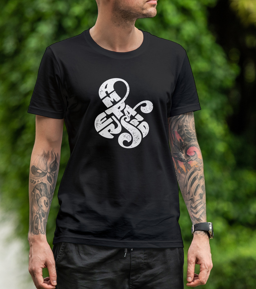 Ampersand Swirl Word Art Typography T-Shirt