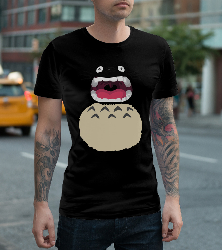 Aaaaaaaa Soot Sprite Style Totoro Mouth Open Roaring T-Shirt