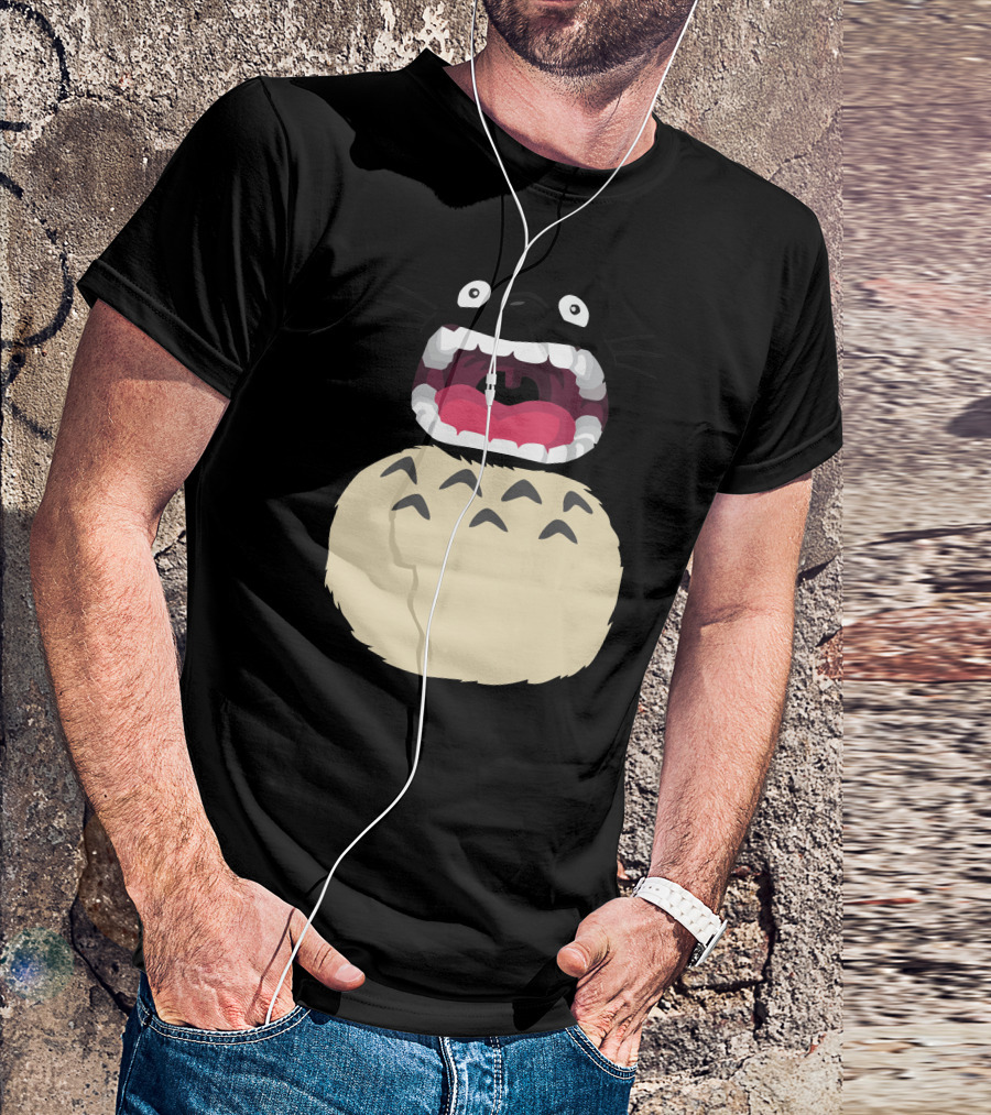 Aaaaaaaa Soot Sprite Style Totoro Mouth Open Roaring T-Shirt