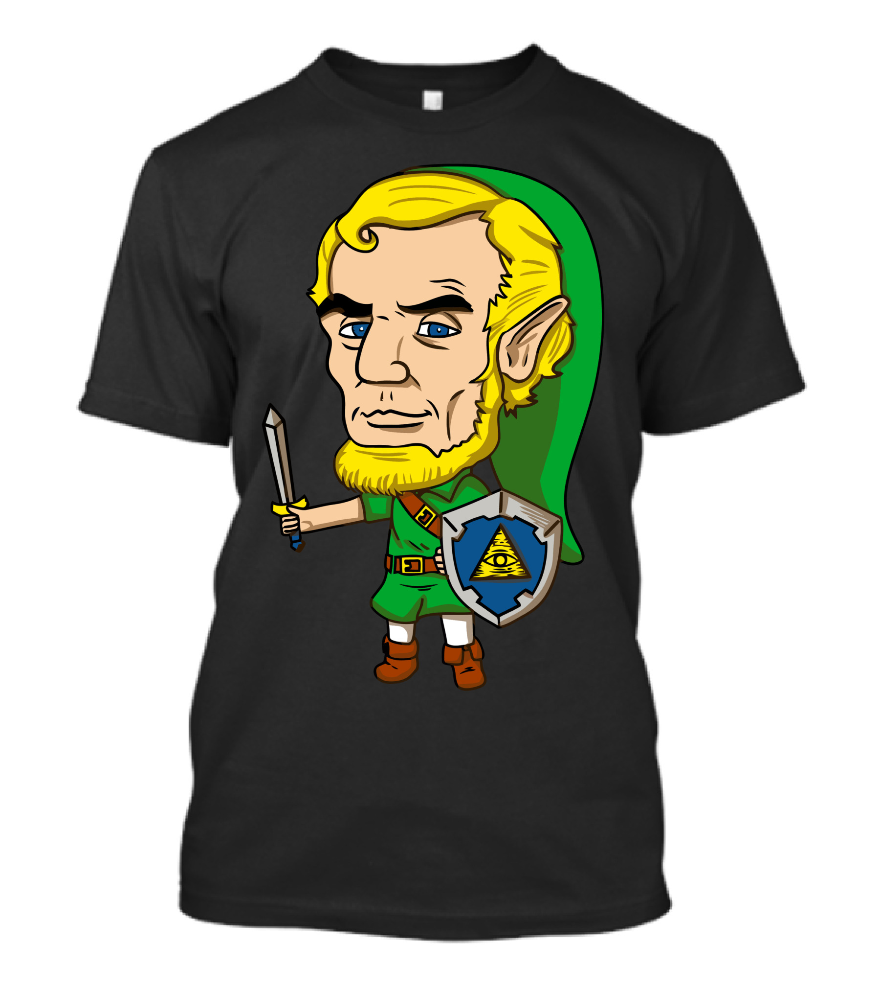 Abraham Linkolin Link Character With Illuminati Shield T-Shirt
