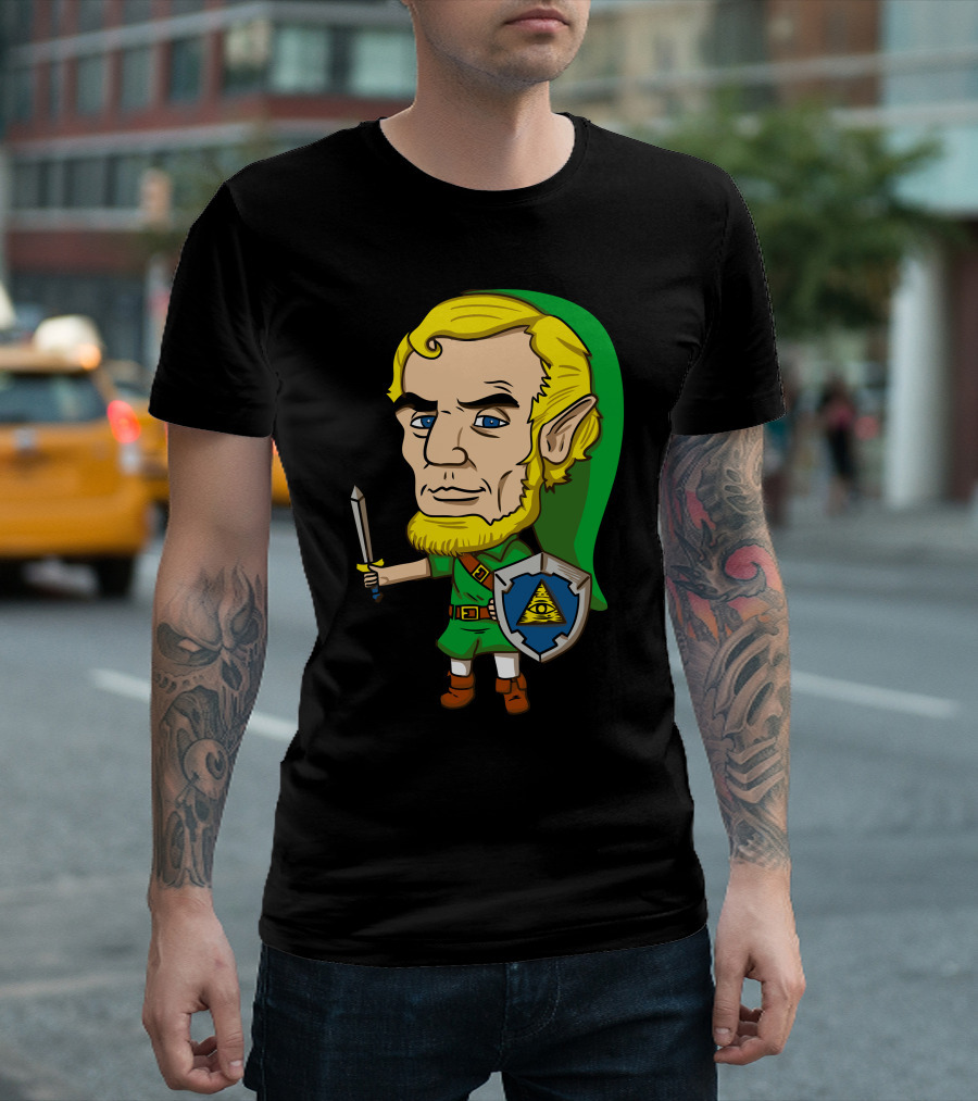 Abraham Linkolin Link Character With Illuminati Shield T-Shirt