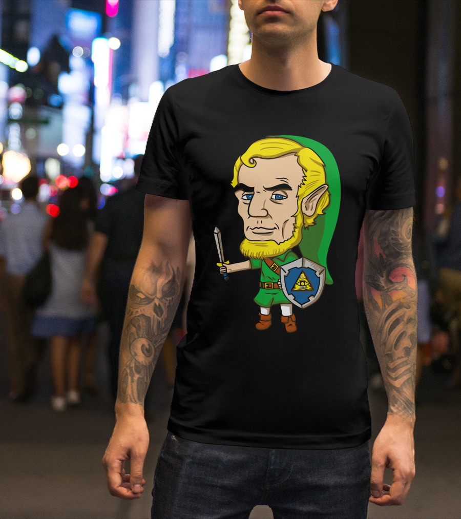 Abraham Linkolin Link Character With Illuminati Shield T-Shirt