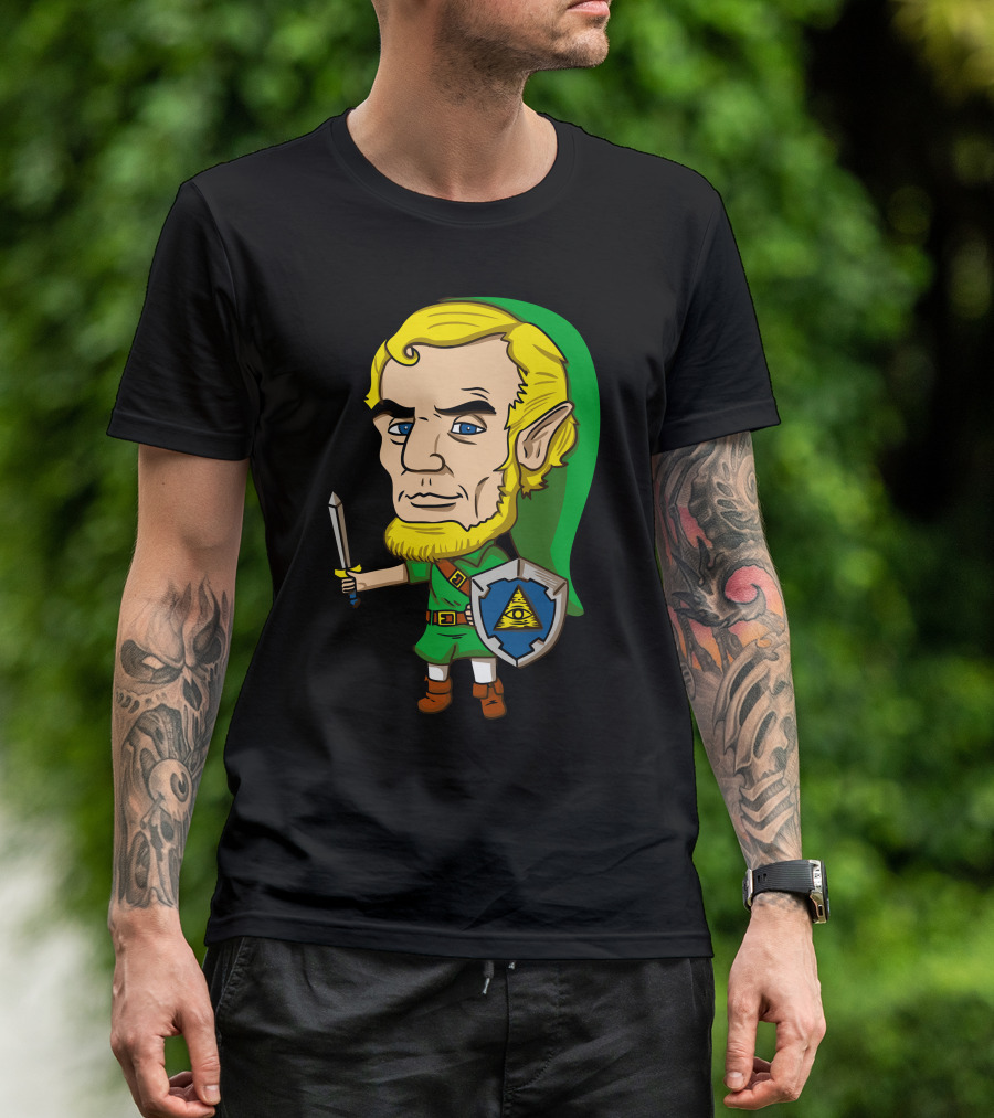 Abraham Linkolin Link Character With Illuminati Shield T-Shirt