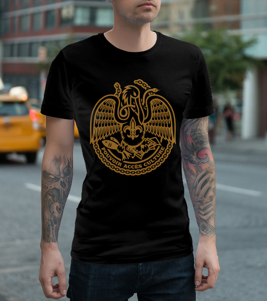 Acadiana Self Reliance Black Gold Pouvoir Accès Culture Fleur-de-lis Pelican T-Shirt