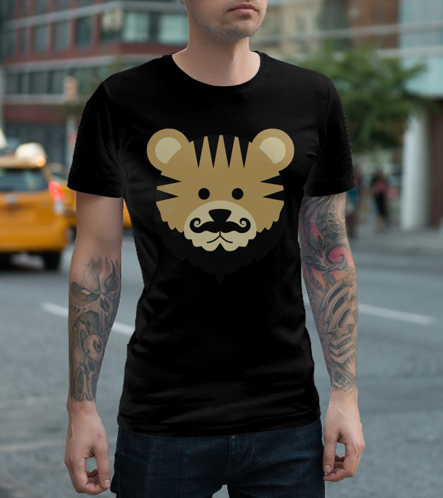 Baertiger Tiger Face With Mustache And Beard T-Shirt