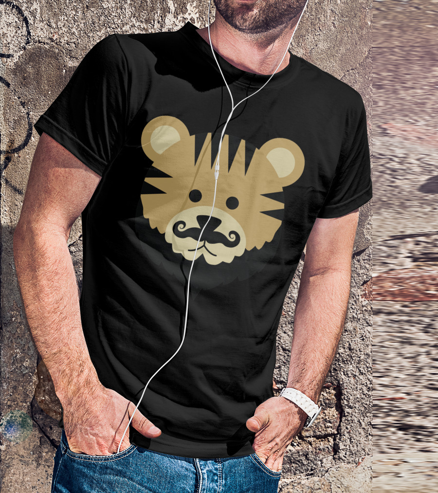 Baertiger Tiger Face With Mustache And Beard T-Shirt