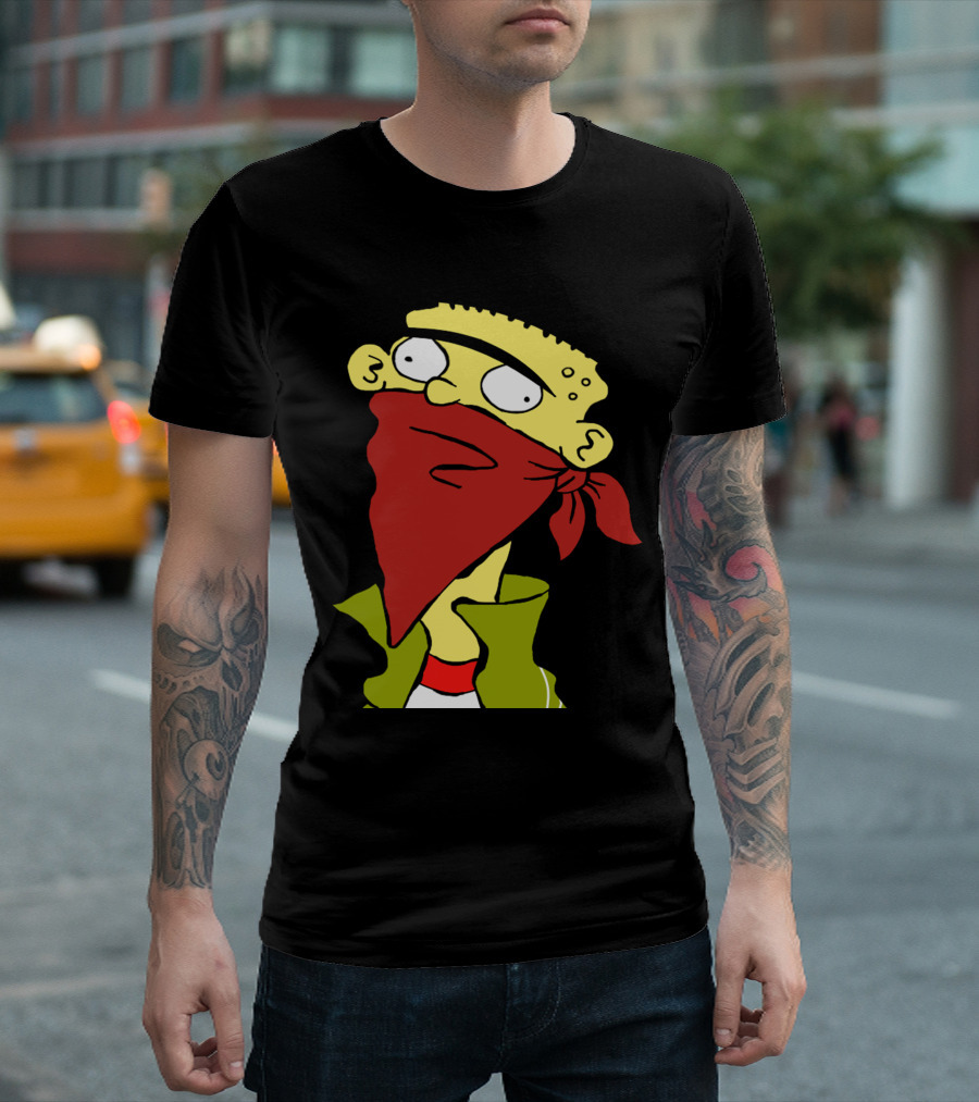 Bandito Ed Cartoon Character with Red Bandana Mask T-Shirt