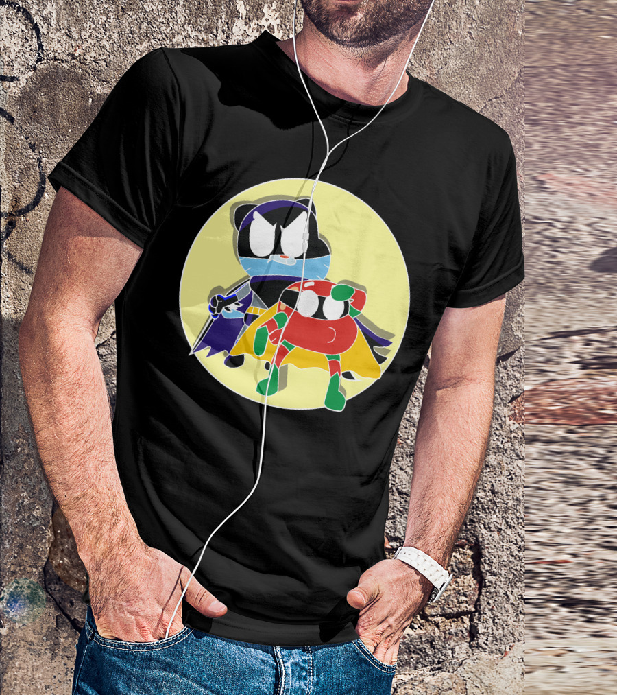 Batgumball Adventure Duo In Iconic Heroic Costumes T-Shirt