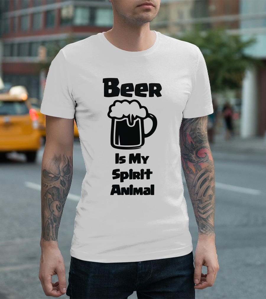 Beer Mug Silhouette Beer Is My Spirit Animal T-Shirt