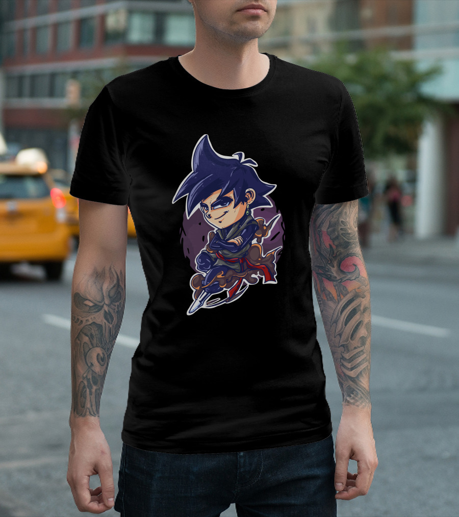 Black Goku Chibi Power Stance Cartoon T-Shirt