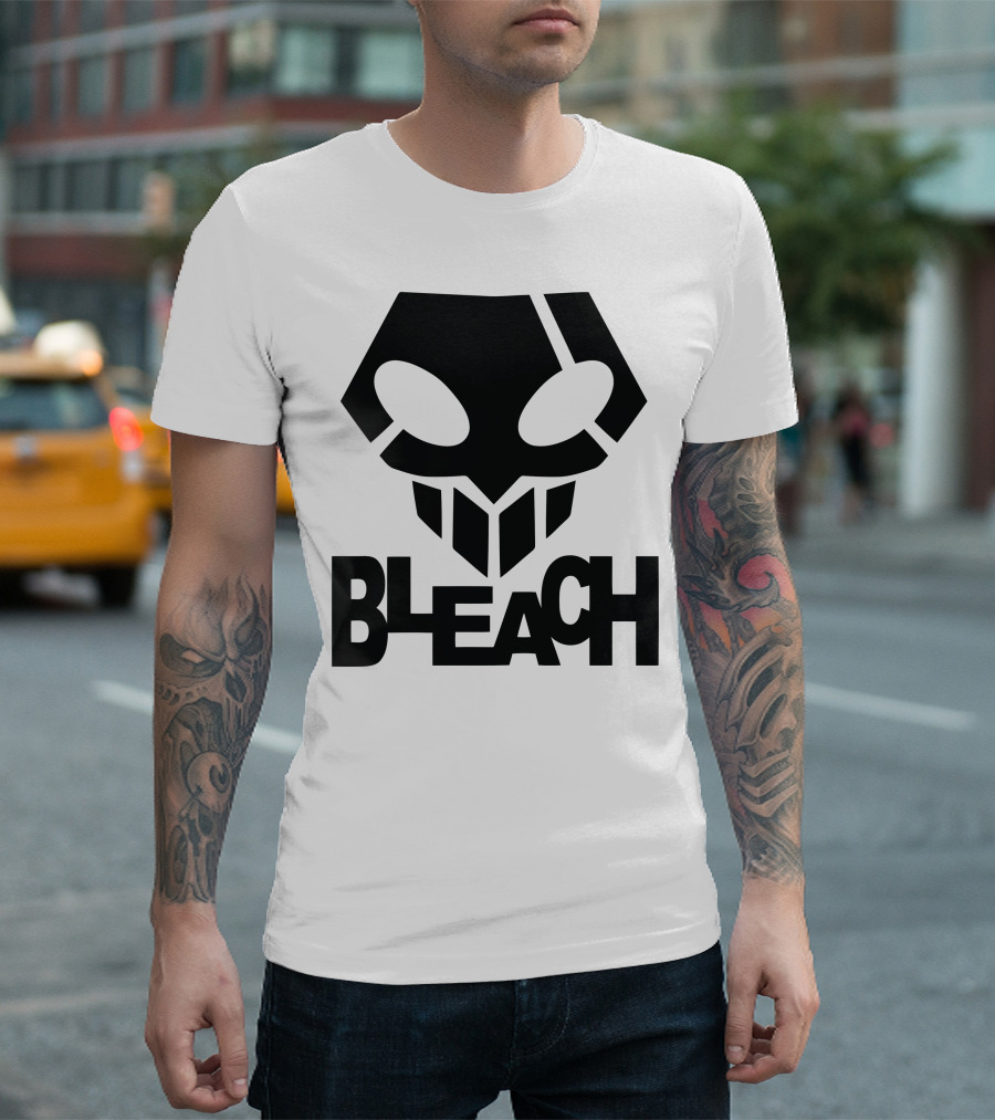 Bleach Skull Icon With Stylized Typography T-Shirt