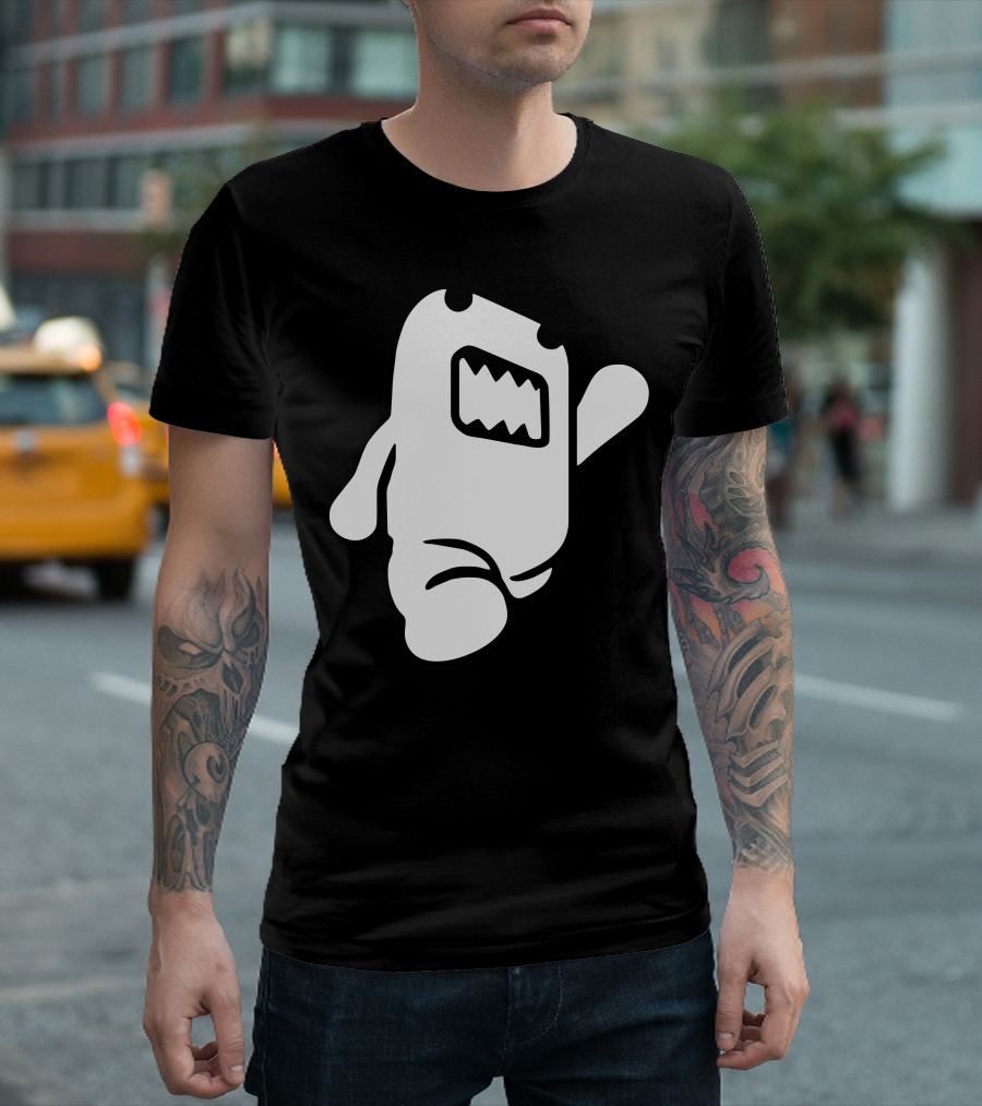 Domo Kun Animated Character Icon with Open Mouth and Raised Arm T-Shirt
