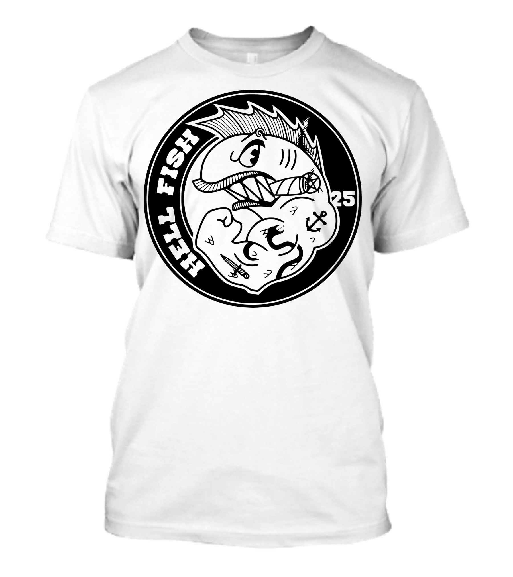 Hellfish 25 Tattooed Fish With Cigar And Anchor T-Shirt