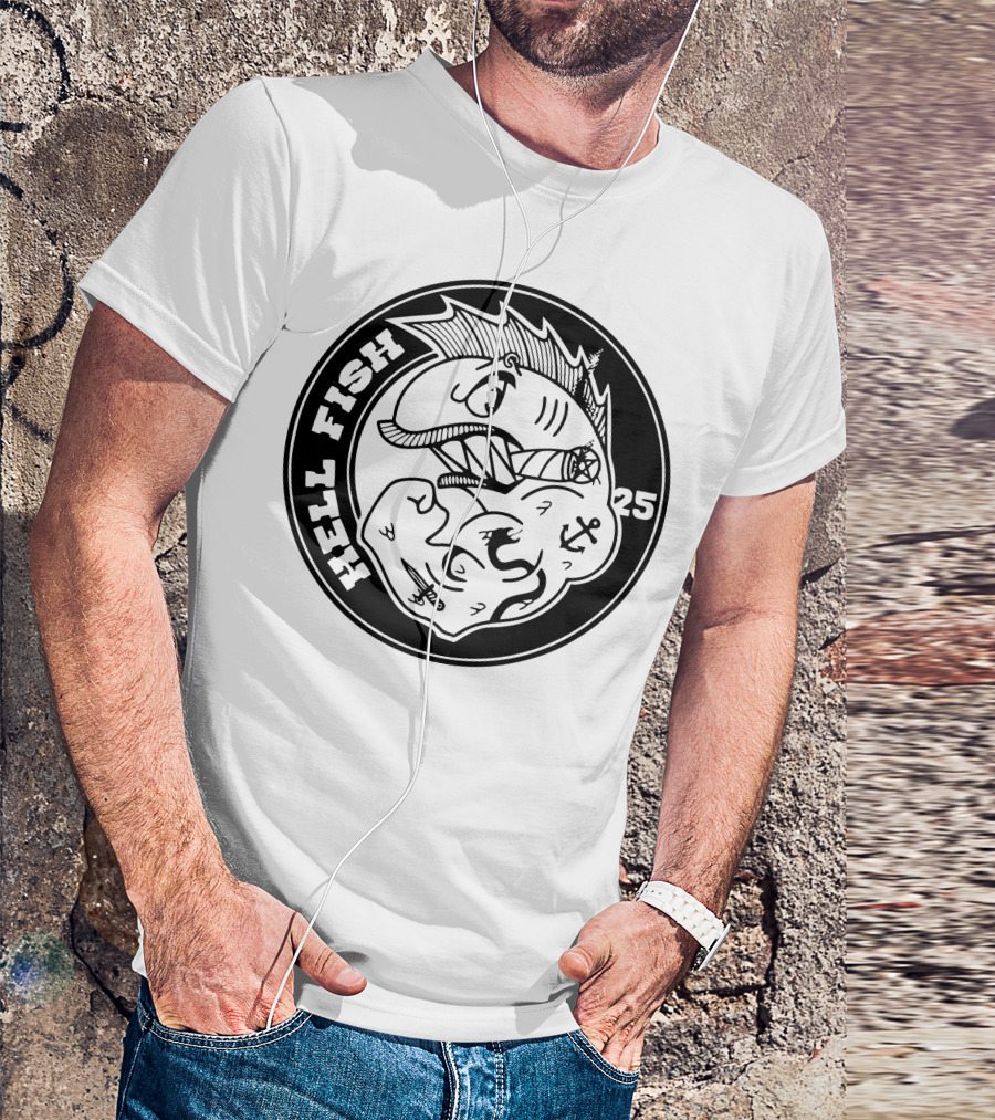 Hellfish 25 Tattooed Fish With Cigar And Anchor T-Shirt