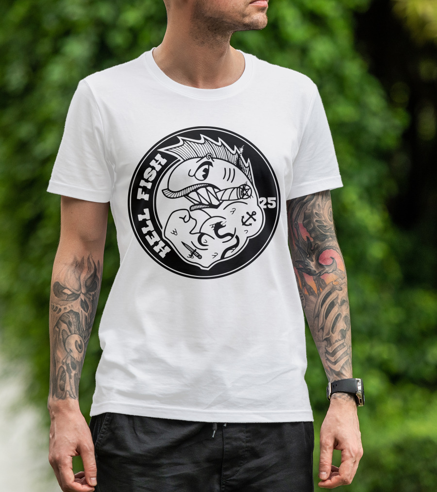 Hellfish 25 Tattooed Fish With Cigar And Anchor T-Shirt