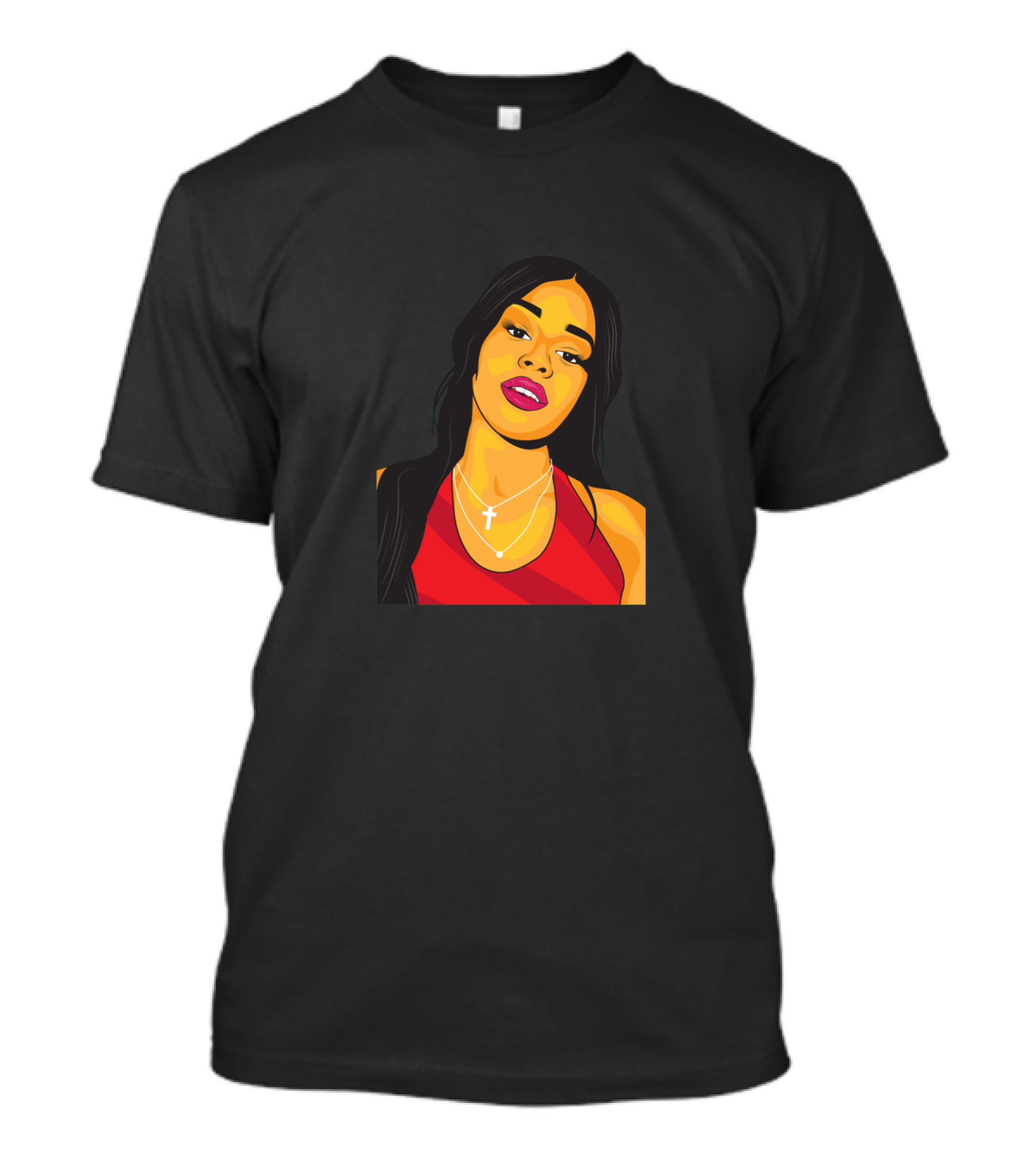 Azealia Vector Portrait Red Top Minimalist T-Shirt