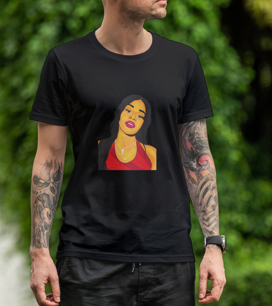 Azealia Vector Portrait Red Top Minimalist T-Shirt