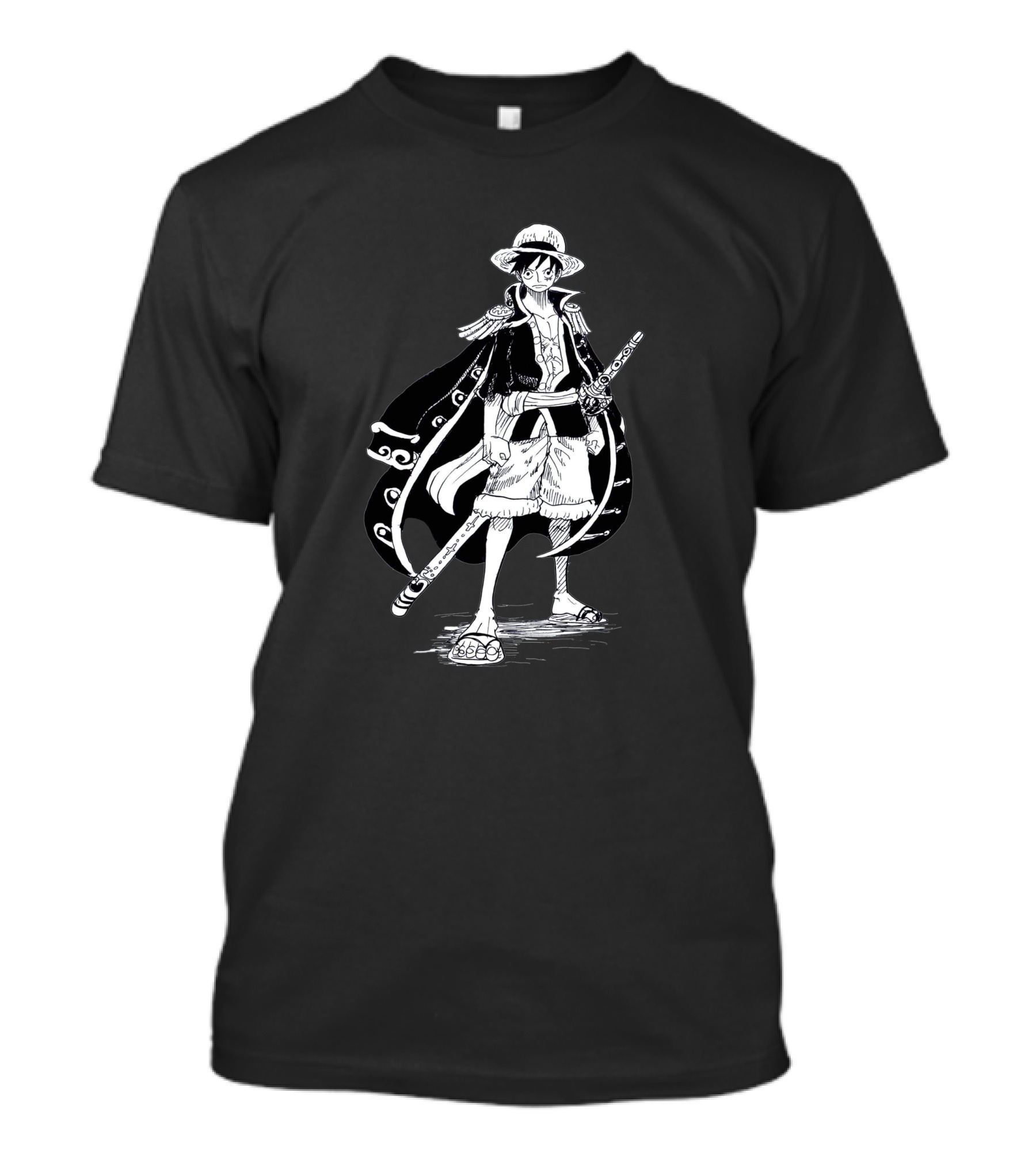 D Manky Luffy Pirate Anime Sword Hat Cape T-Shirt