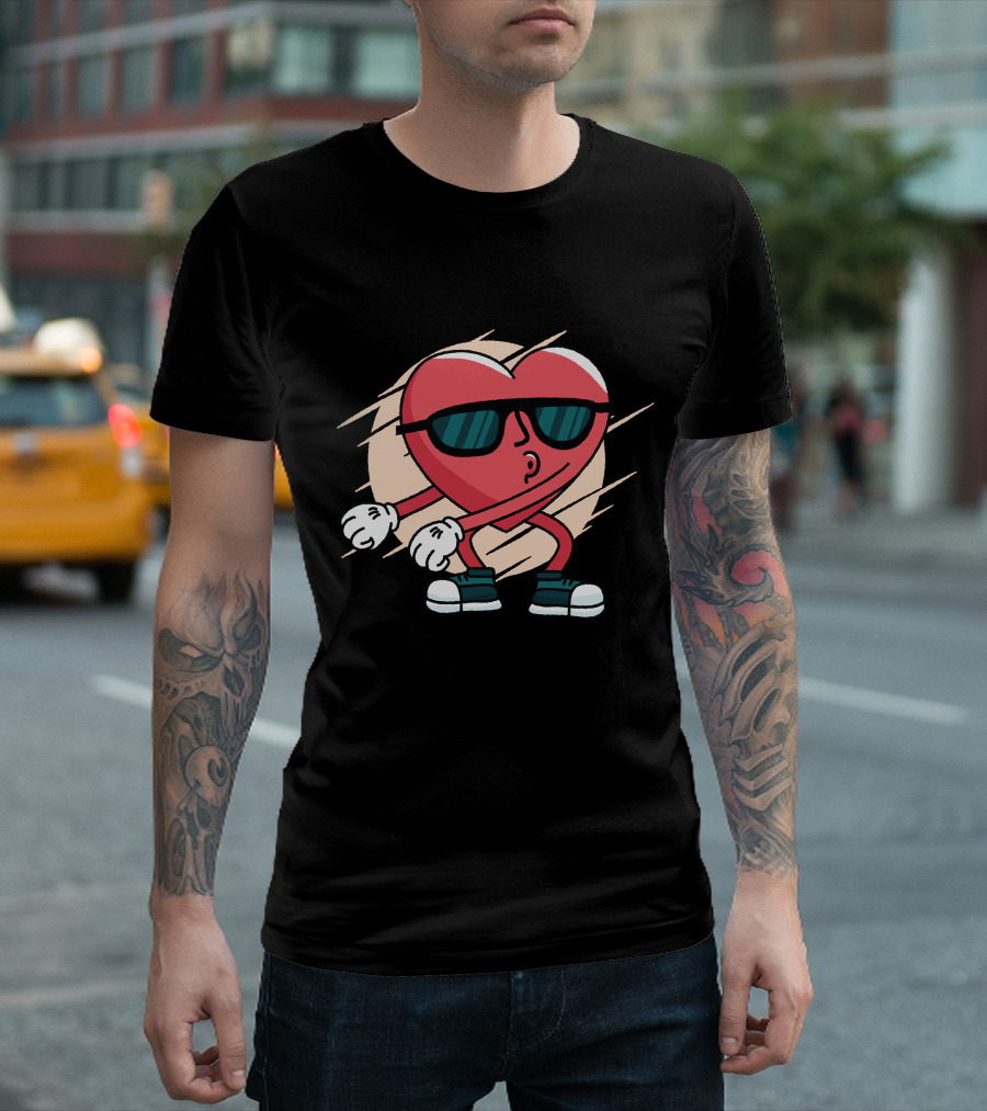 Heart Flossing Sunglasses Dance Move Cool Sneakers T-Shirt
