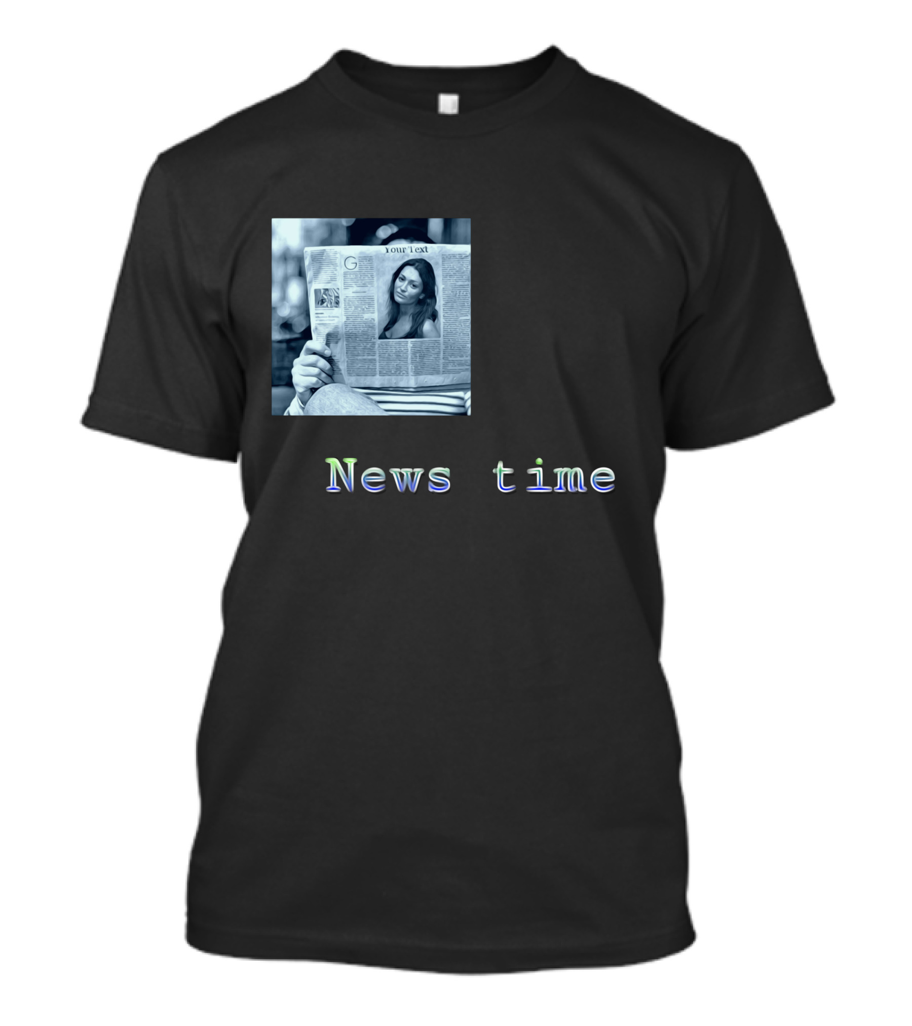 News Time Your Text Newspaper Reader T-Shirt