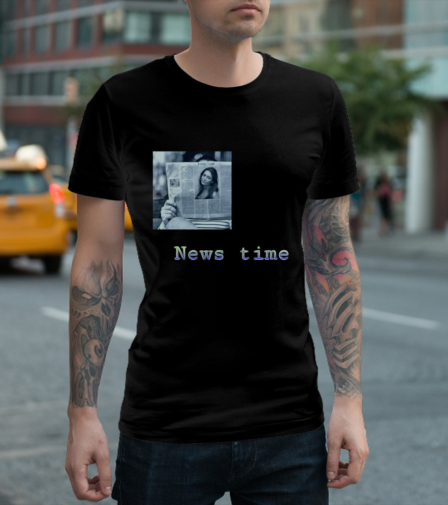 News Time Your Text Newspaper Reader T-Shirt