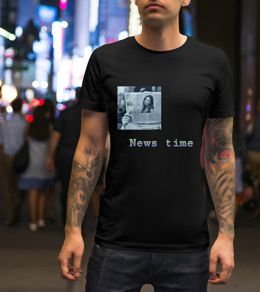 News Time Your Text Newspaper Reader T-Shirt