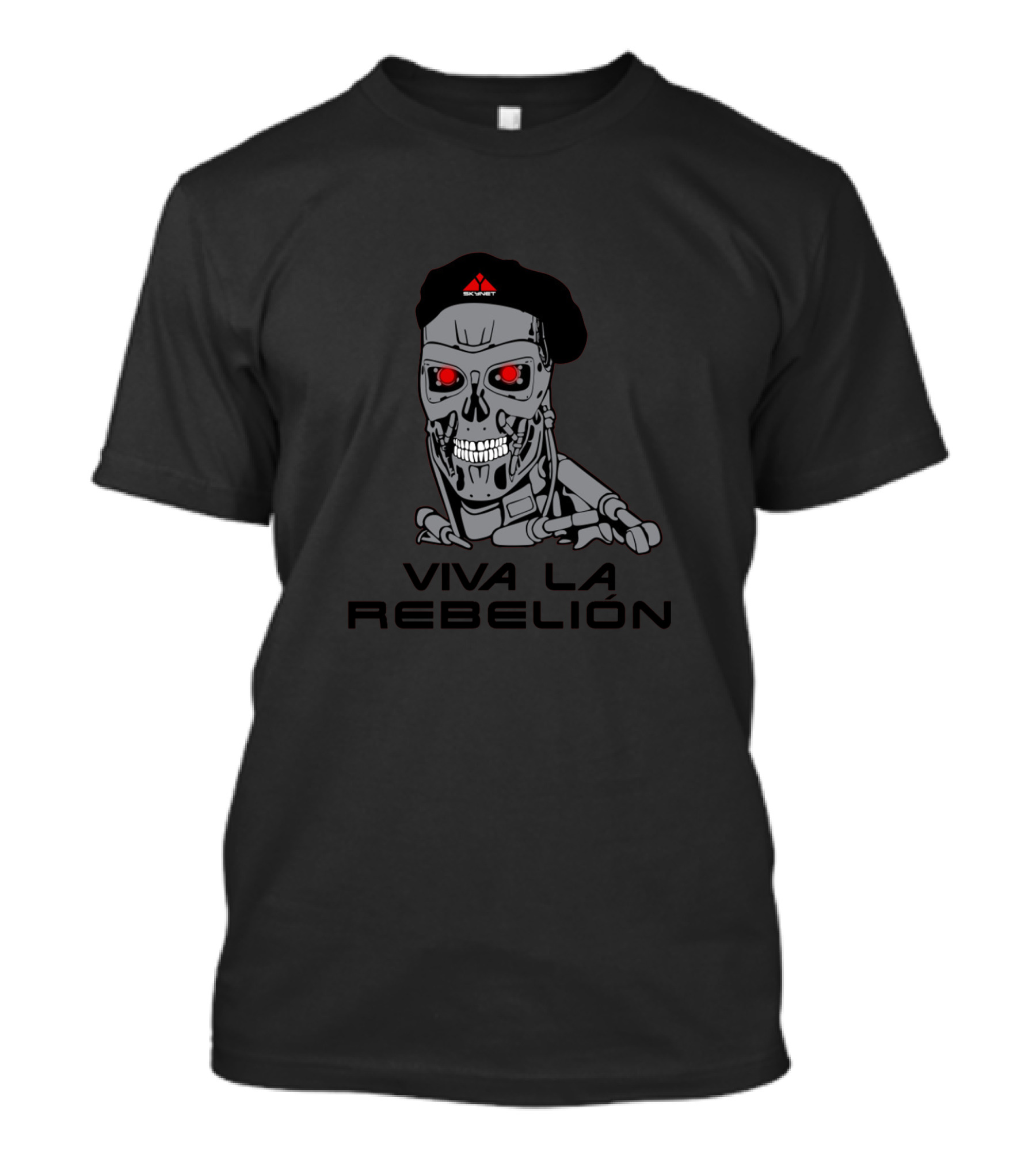 Viva La Rebelion Cyborg Revolution Beret Red Eyes T-Shirt