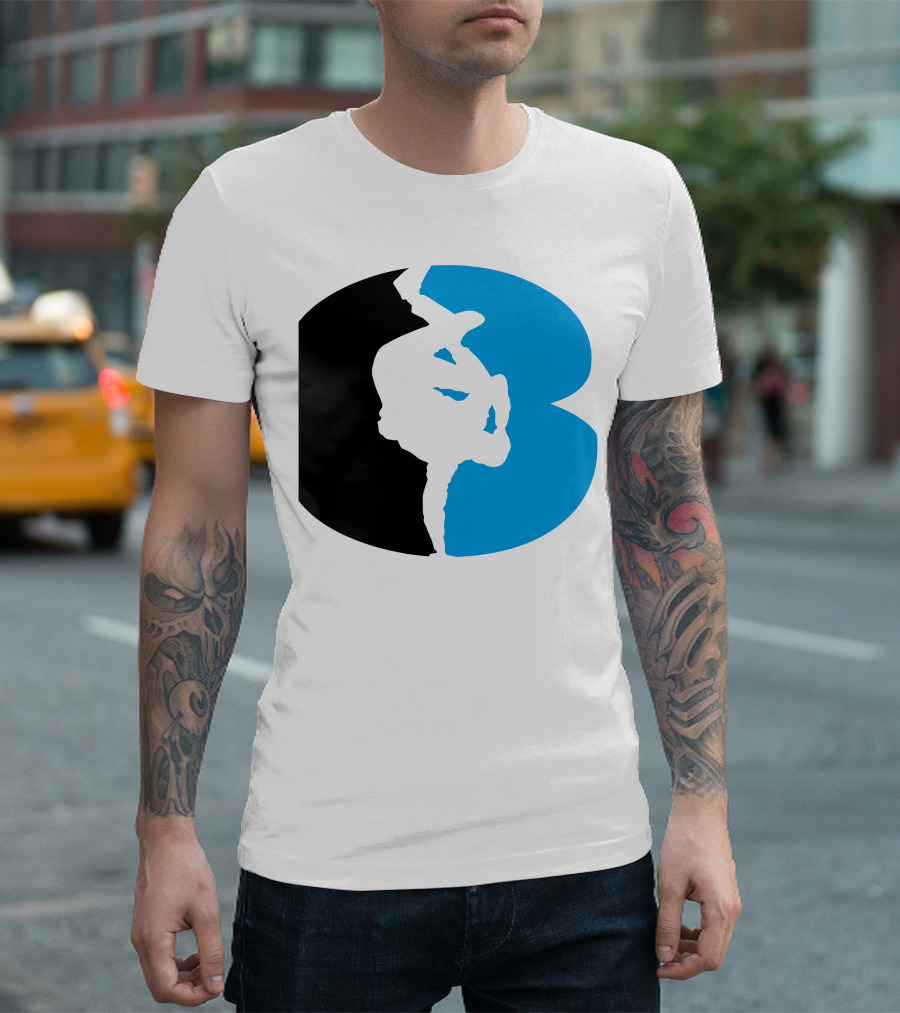 Breakdance Freeze B-Boy Silhouette Black and Blue T-Shirt