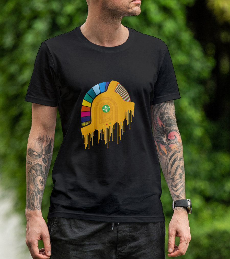 Daft Punk Drip Helmet In Colorful Dripping T-Shirt