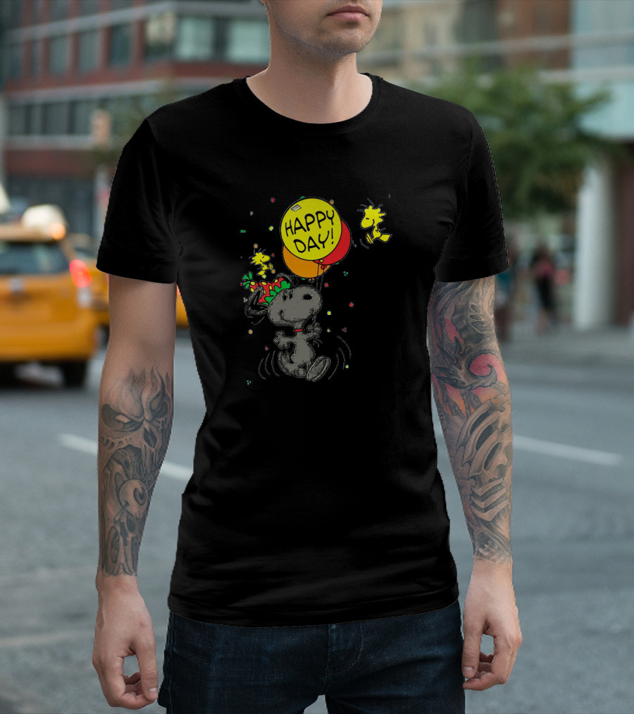 Snoopy and Woodstock Happy Day Balloons and Joyful T-Shirt