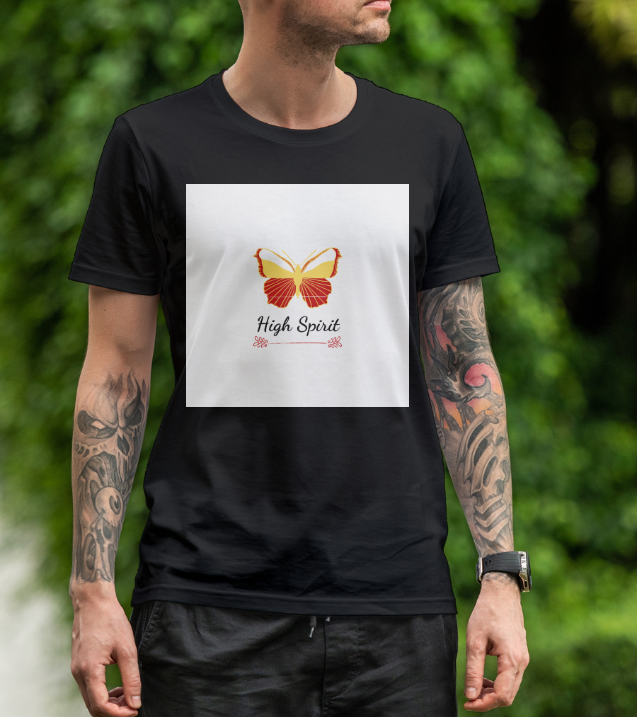 High Spirit Butterfly Red And Yellow T-Shirt