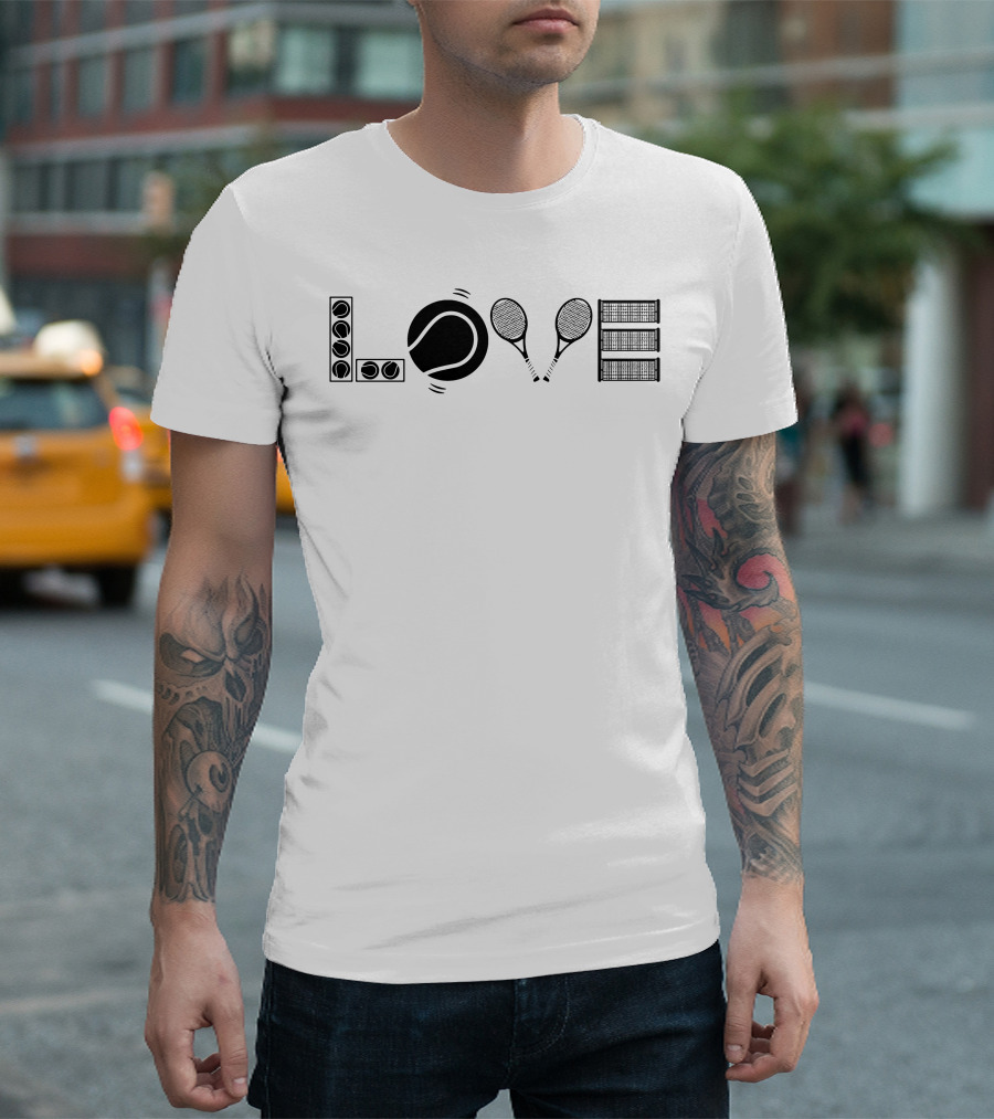LOVE Tennis Rackets And Ball In Letters T-Shirt
