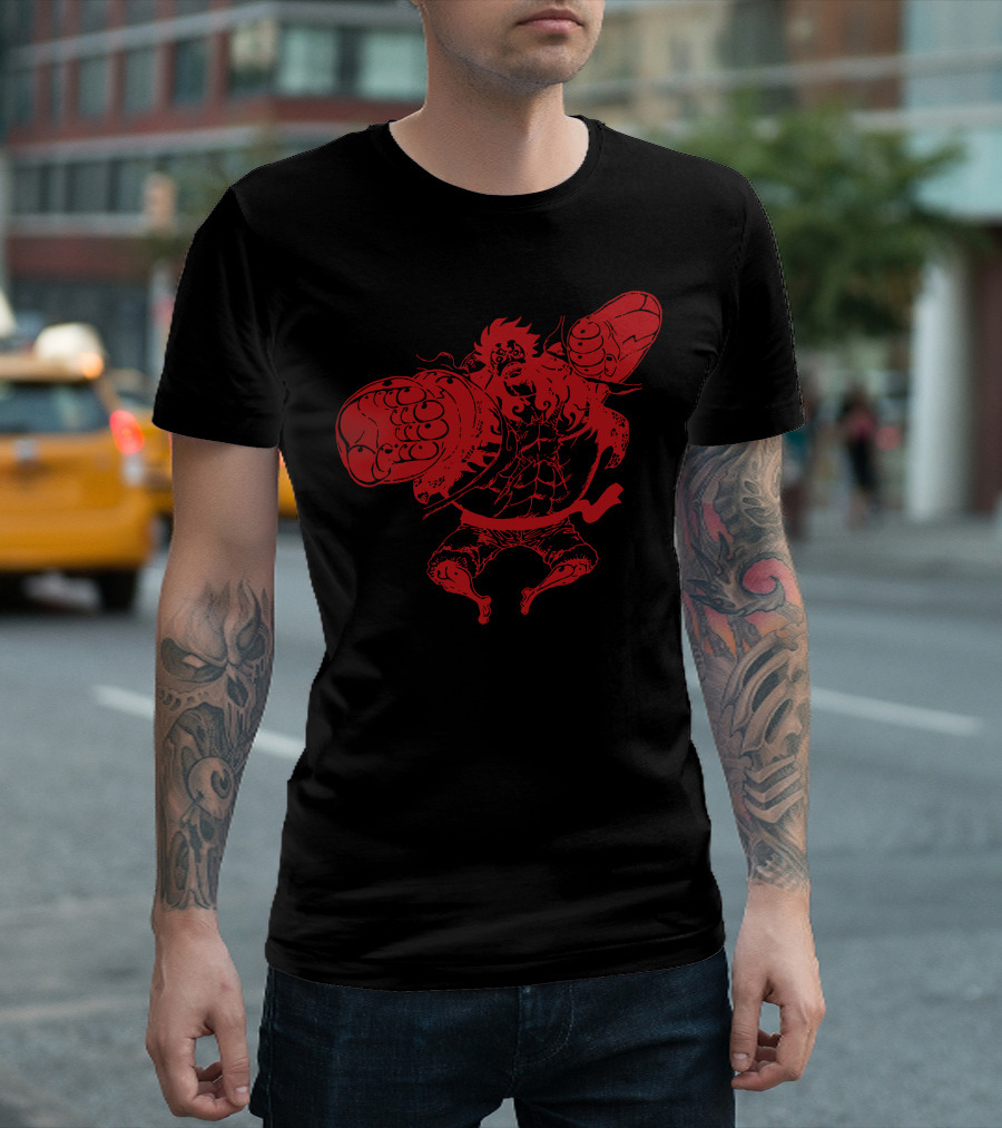 Luffy Gear 4 Bound Man Transformation Manga Style Red And Black T-Shirt