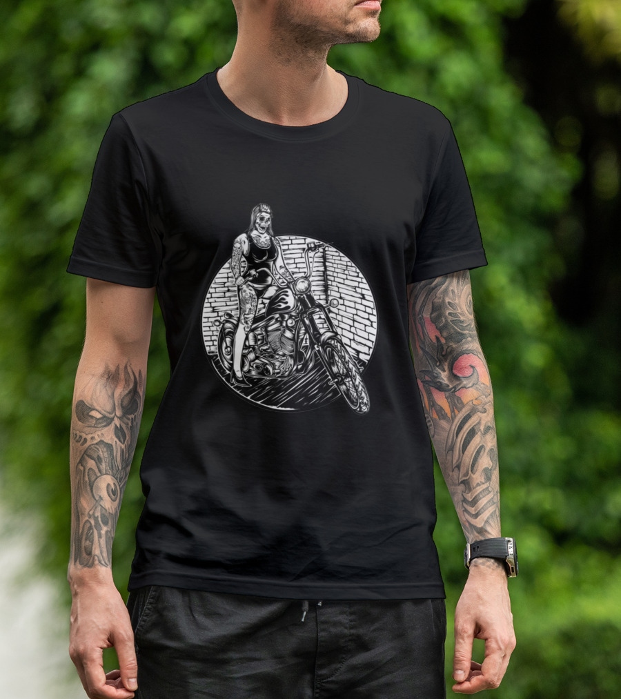 Ride Me Motorcycle Skeleton Tattoo Rider T-Shirt