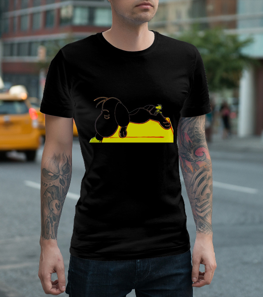 Snoopy Tired Of Feeling Sleeping On Doghouse With Woodstock T-Shirt