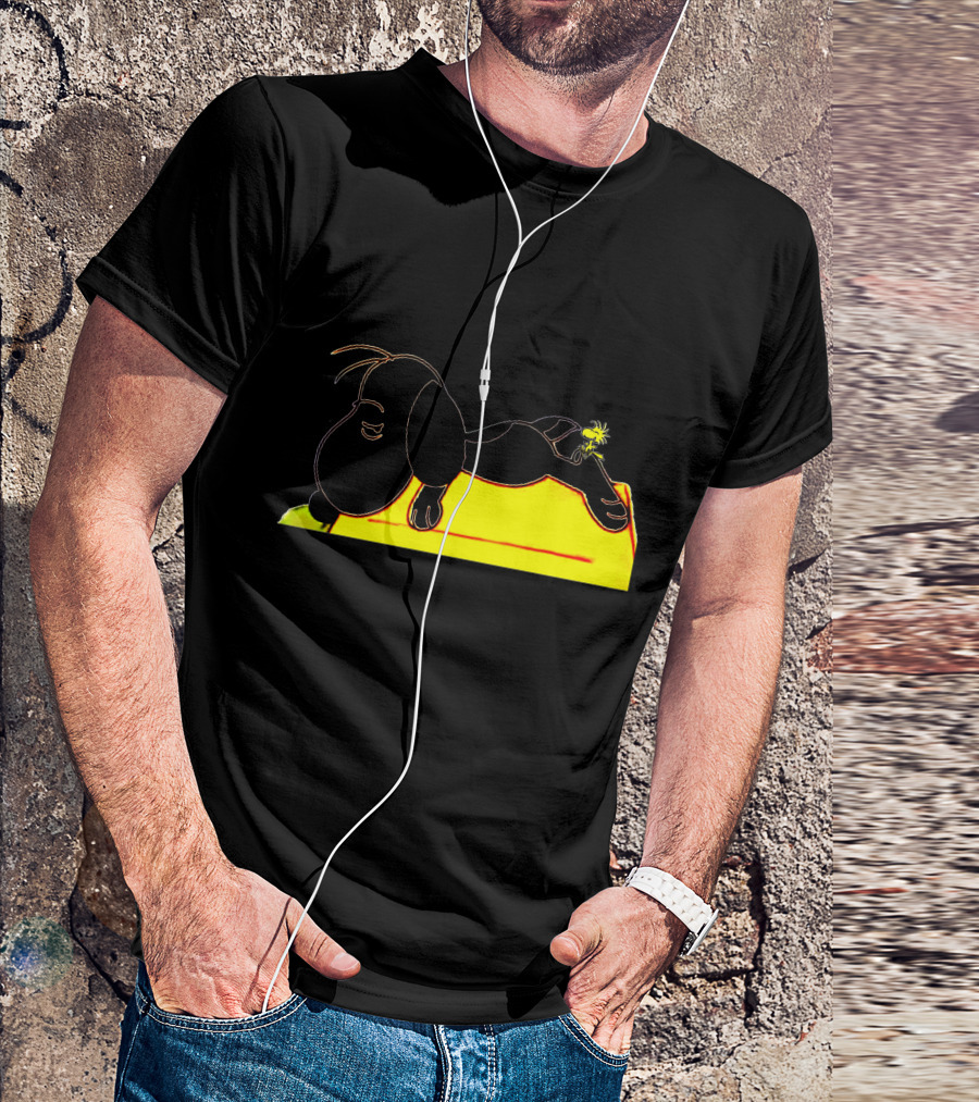 Snoopy Tired Of Feeling Sleeping On Doghouse With Woodstock T-Shirt