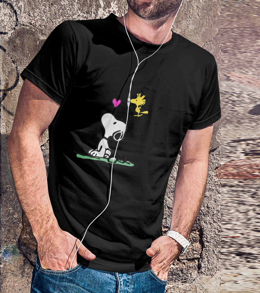 Snoopy And Woodstock Waiting For Love With Heart T-Shirt