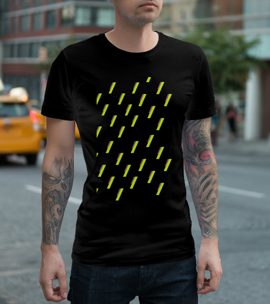 Acid Rain Neon Yellow and Purple Diagonal Stripes T-Shirt