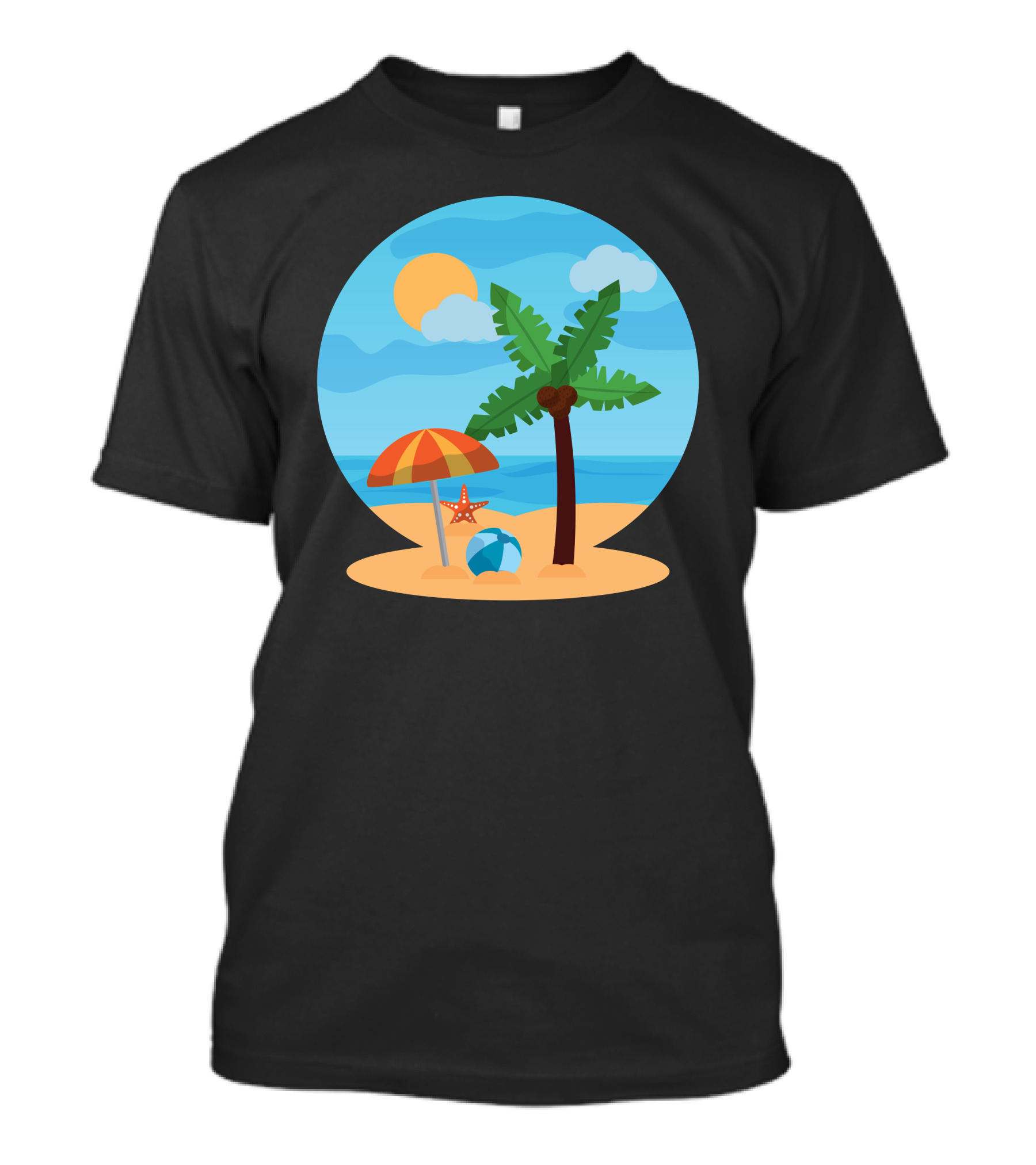 Beach Love Palm Tree Ocean Sun Sand Umbrella Starfish T-Shirt