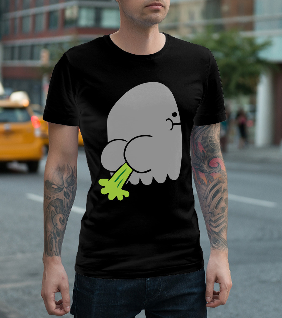Ghost Fart Ghost With Green Farting T-Shirt