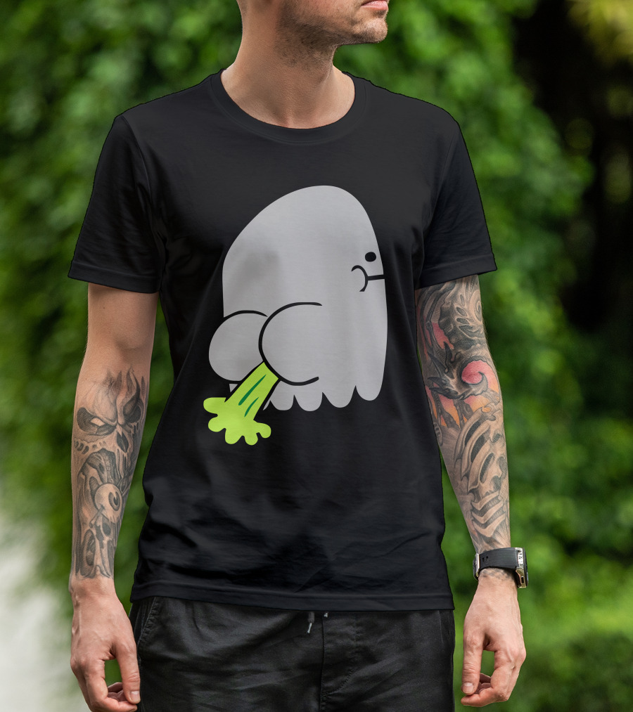 Ghost Fart Ghost With Green Farting T-Shirt