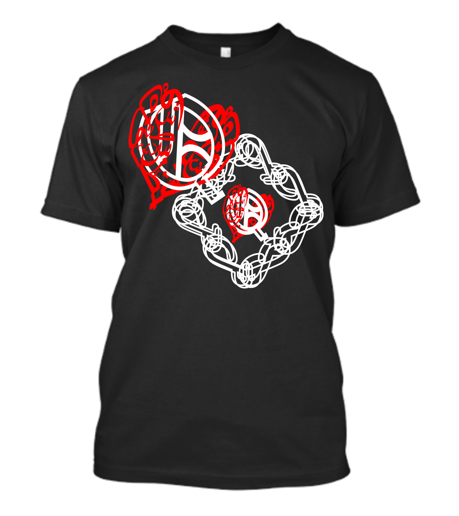 Letter P Calligraphic Red And White Spiral Layers T-Shirt