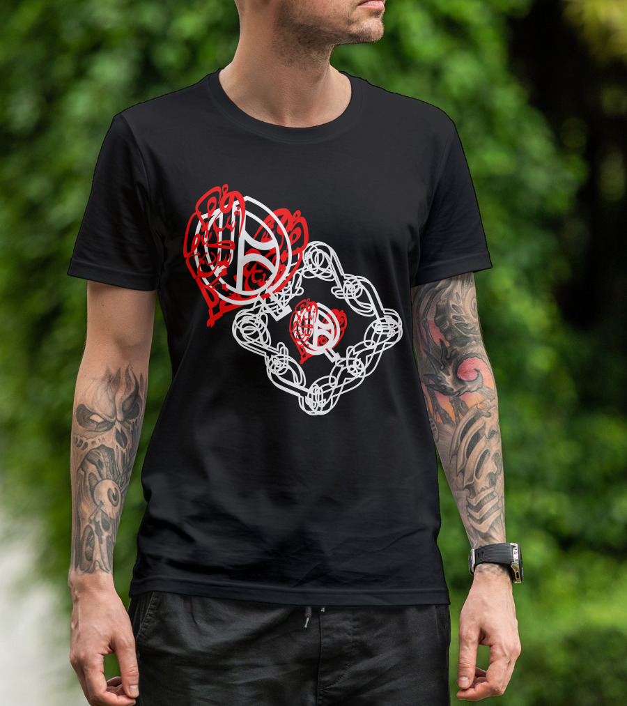 Letter P Calligraphic Red And White Spiral Layers T-Shirt
