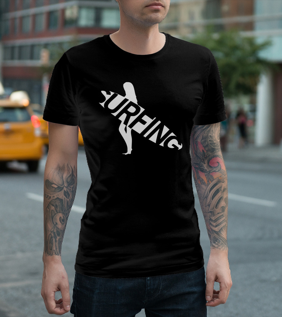 Surfing Silhouette With Surfboard And Figure T-Shirt