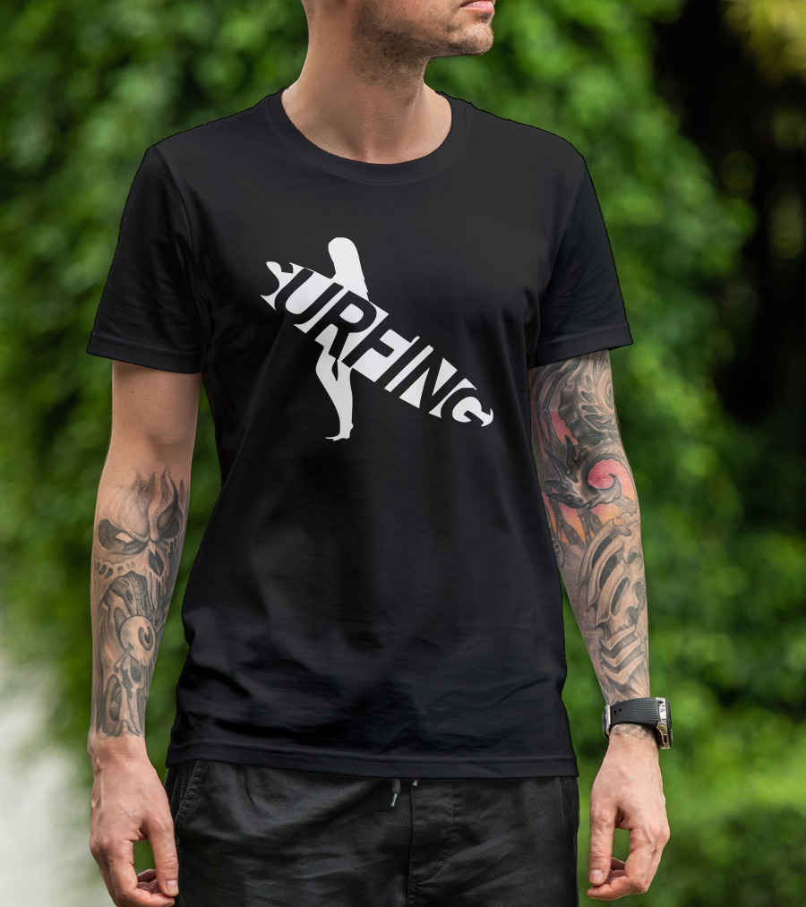 Surfing Silhouette With Surfboard And Figure T-Shirt