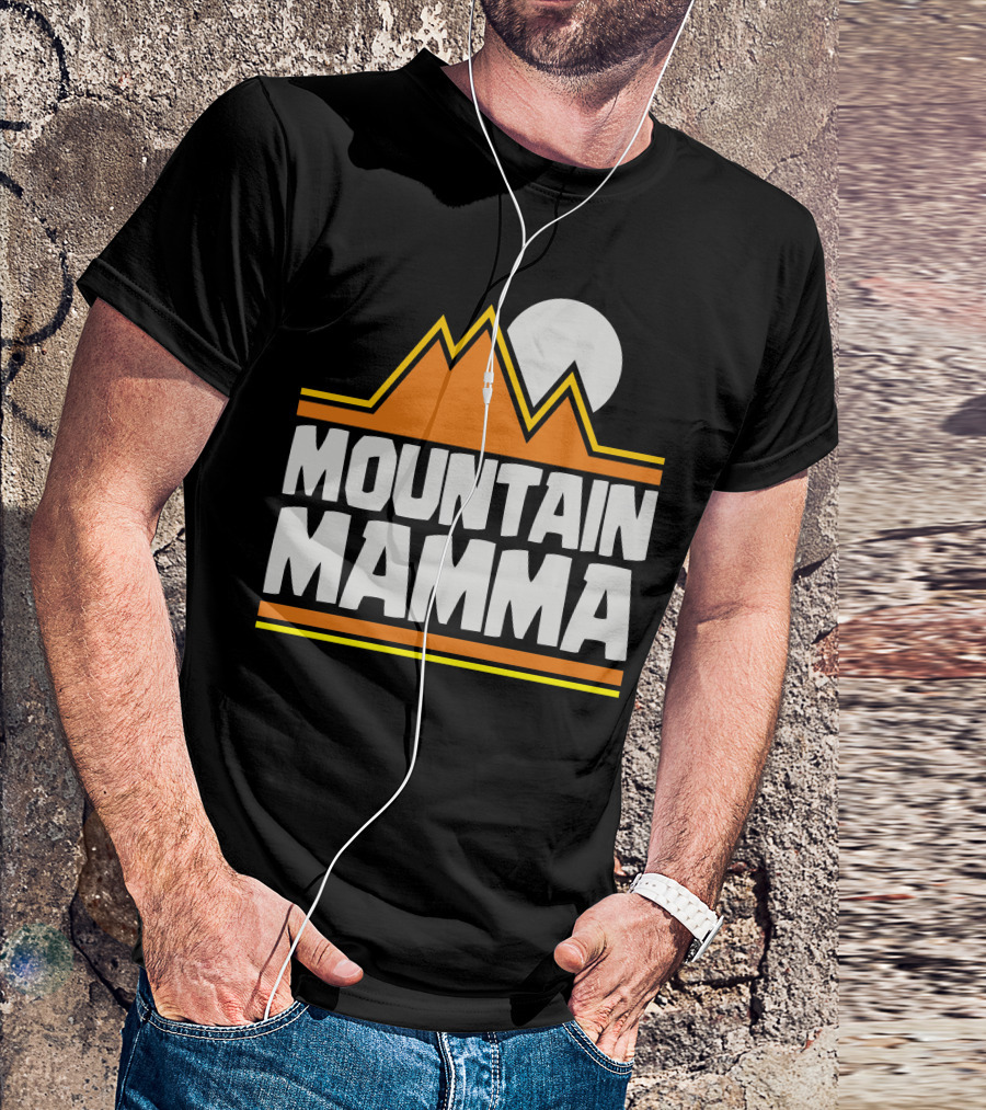 Mountain Mamma Retro Orange Peaks And Sun T-Shirt