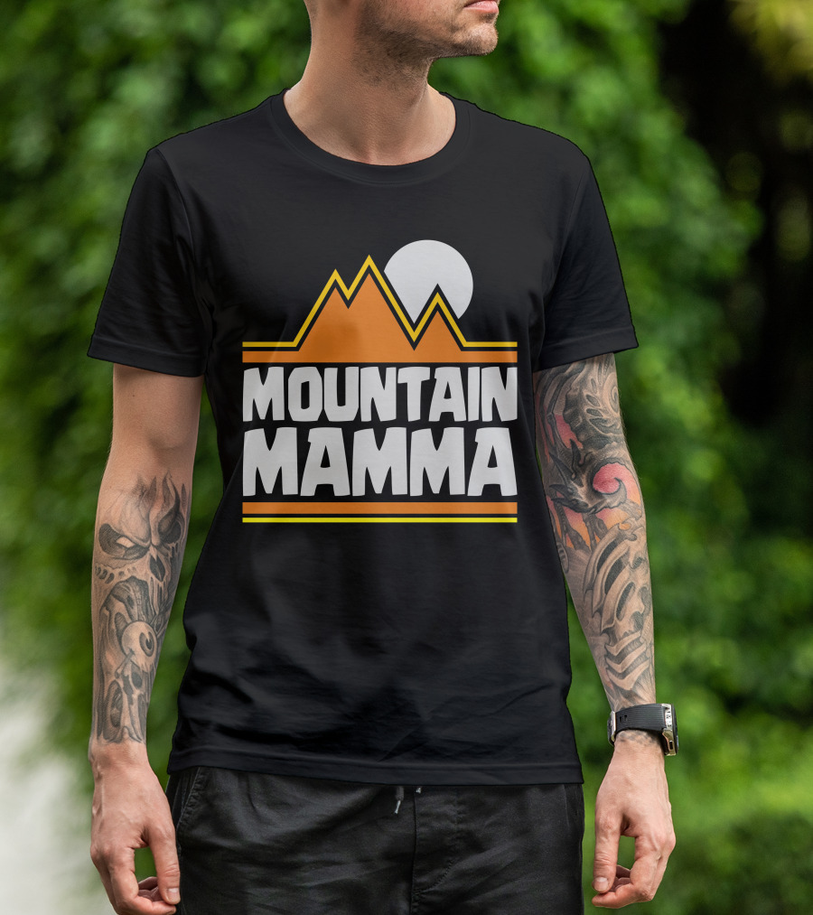 Mountain Mamma Retro Orange Peaks And Sun T-Shirt